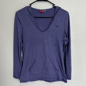 Puma women's purple hooded knit activewear top with pockets Size Medium